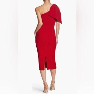 🔥NWT🔥 Dress The Population, Tiffany Midi One-Shoulder Dress, Garnet, Size S